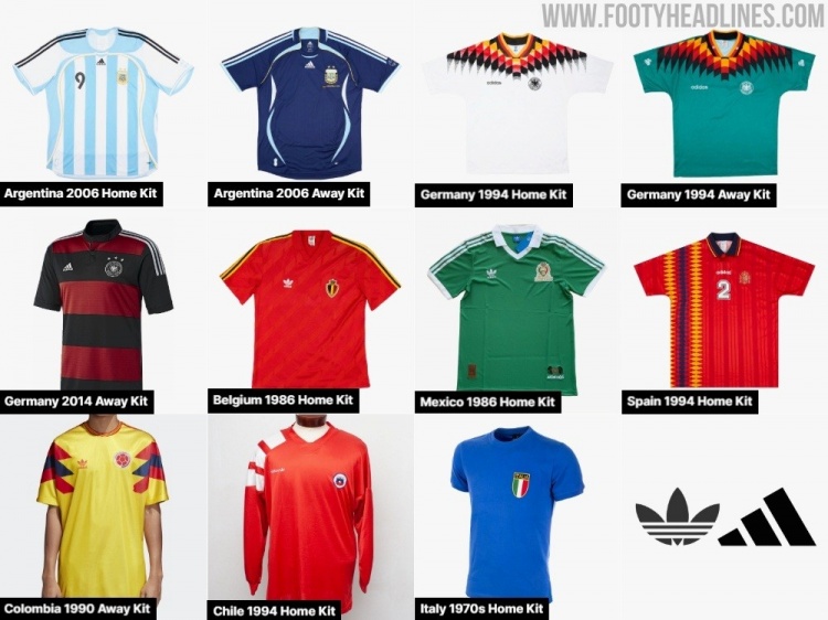 Adidas將推出多款經(jīng)典國家隊(duì)復(fù)刻球衣：阿根廷、德國、意大利在列