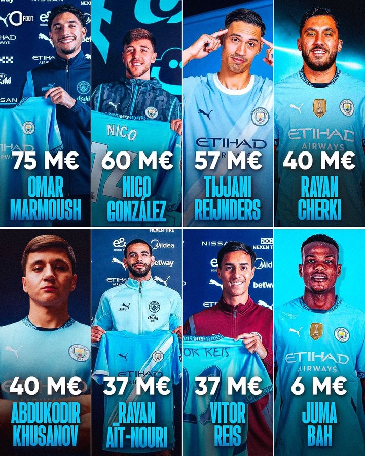 太壕了！今年還沒過一半，曼城兩個轉(zhuǎn)會窗已經(jīng)3.75億歐砸進去了