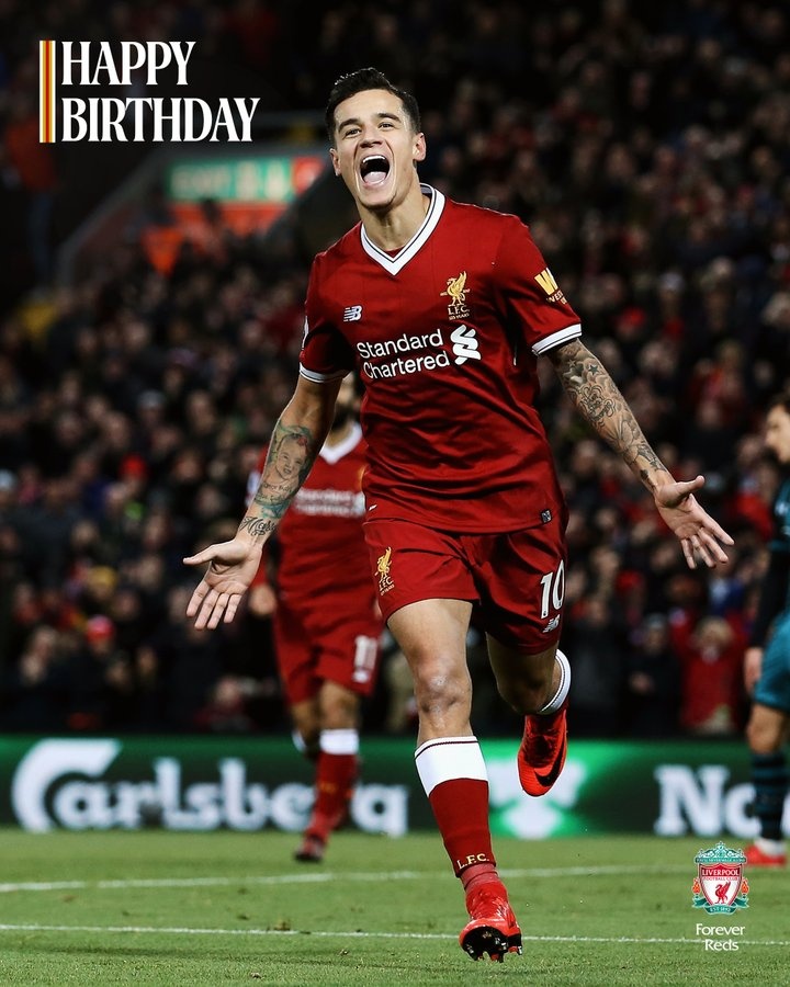 庫蒂尼奧33歲生日，利物浦&拜仁官推送上祝福