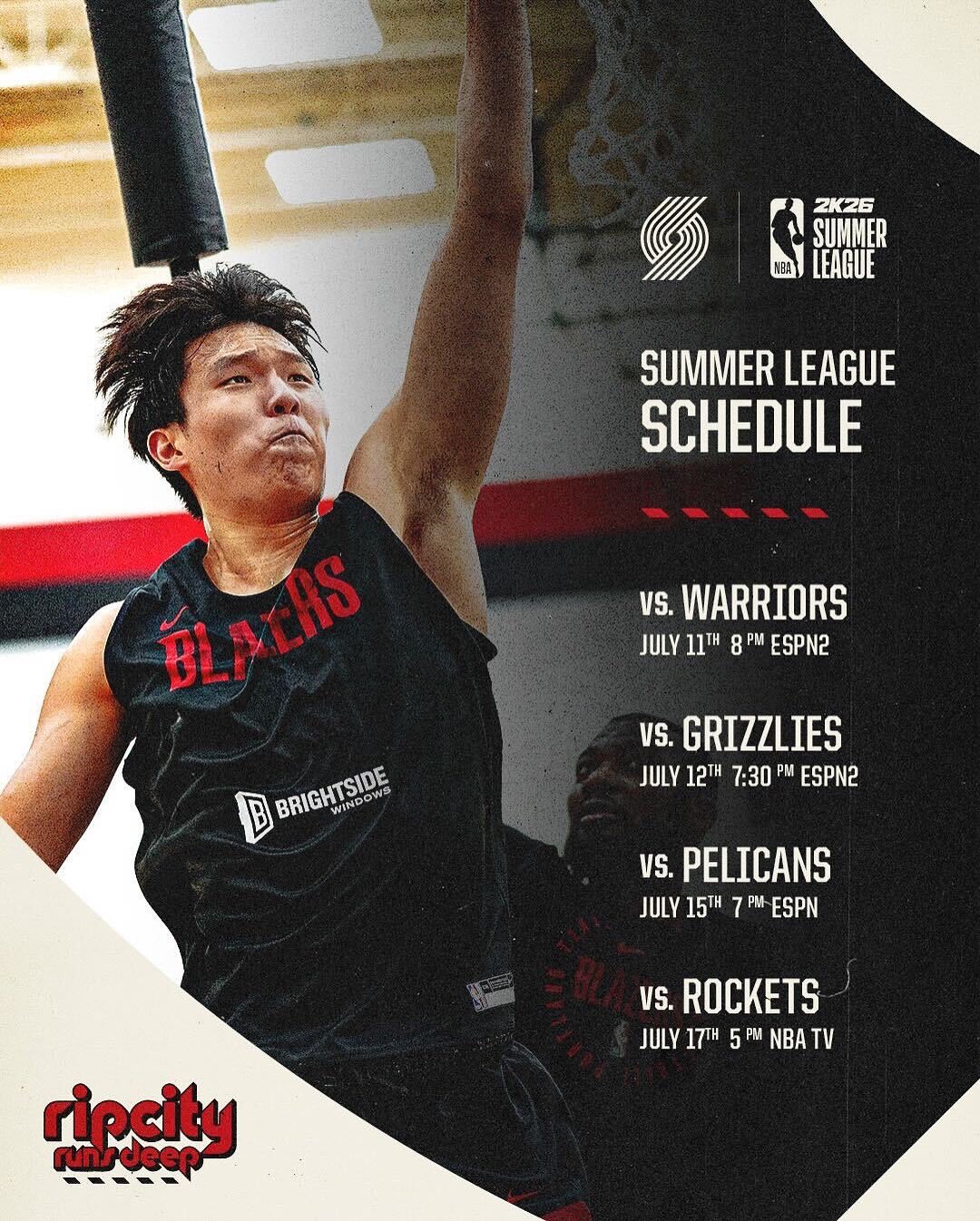 這就是牌面??！開拓者官方公布夏聯(lián)賽程 楊瀚森獨(dú)占封面