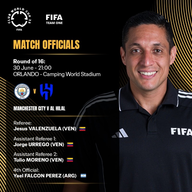 官方：委內瑞拉主裁巴倫蘇埃拉將執(zhí)法曼城vs利雅得新月