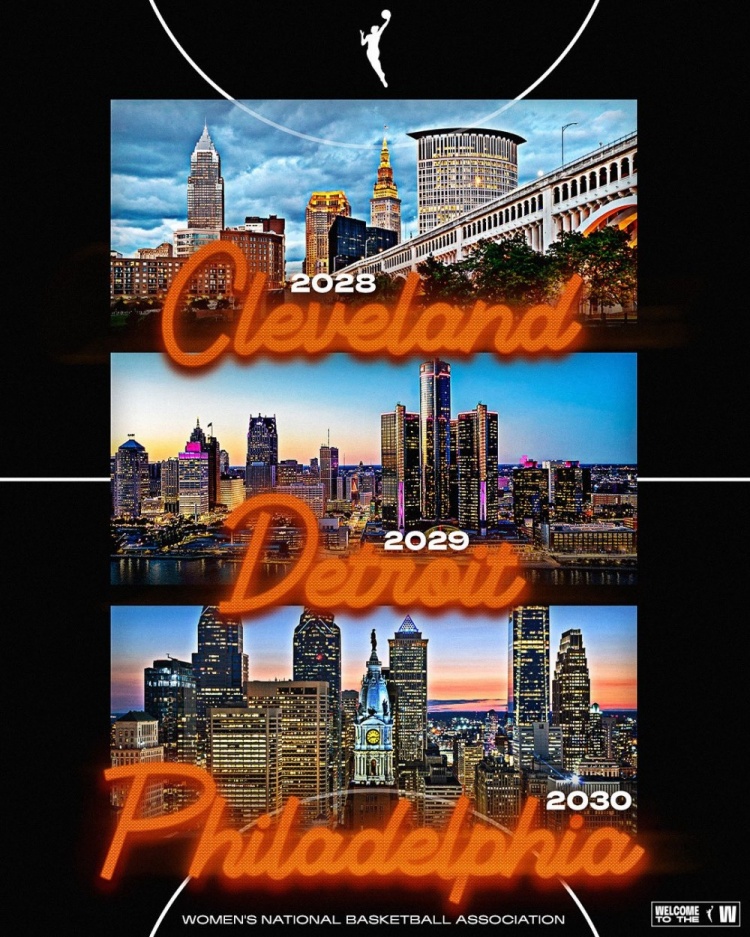 WNBA將擴軍至18隊 克利夫蘭、底特律和費城2028年開始依次加入