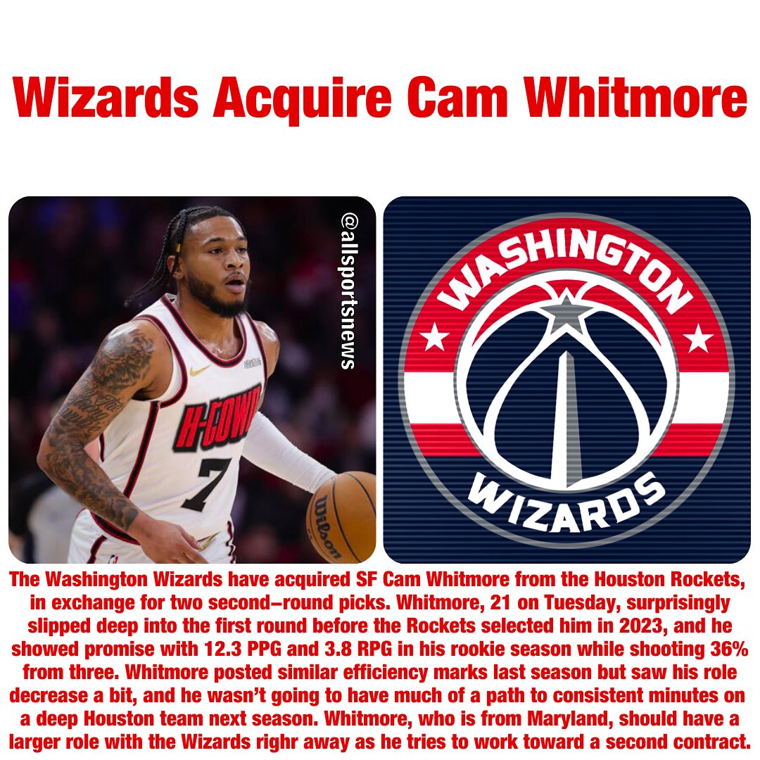 白魔合同剩兩年890萬 奇才需11月1日前決定是否執(zhí)行540萬球隊選項