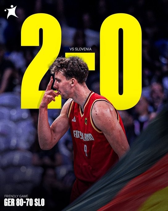 熱身賽德國(guó)80-70再勝斯洛文尼亞 施羅德18+6&小瓦17分 東契奇缺陣
