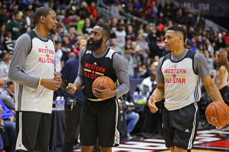 哈登評(píng)最佳隊(duì)友陣容：威少+歐文+自己+杜蘭特+恩比德