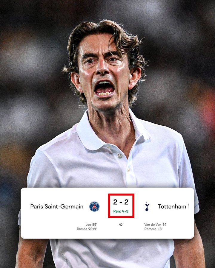 苦澀！熱刺直到85分鐘還是2球領(lǐng)先，但最終遭遇巴黎補(bǔ)時絕平