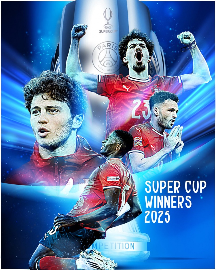 祝賀國腳奪歐超杯，葡萄牙官方曬海報(bào)：葡萄牙天才閃耀歐洲之巔?