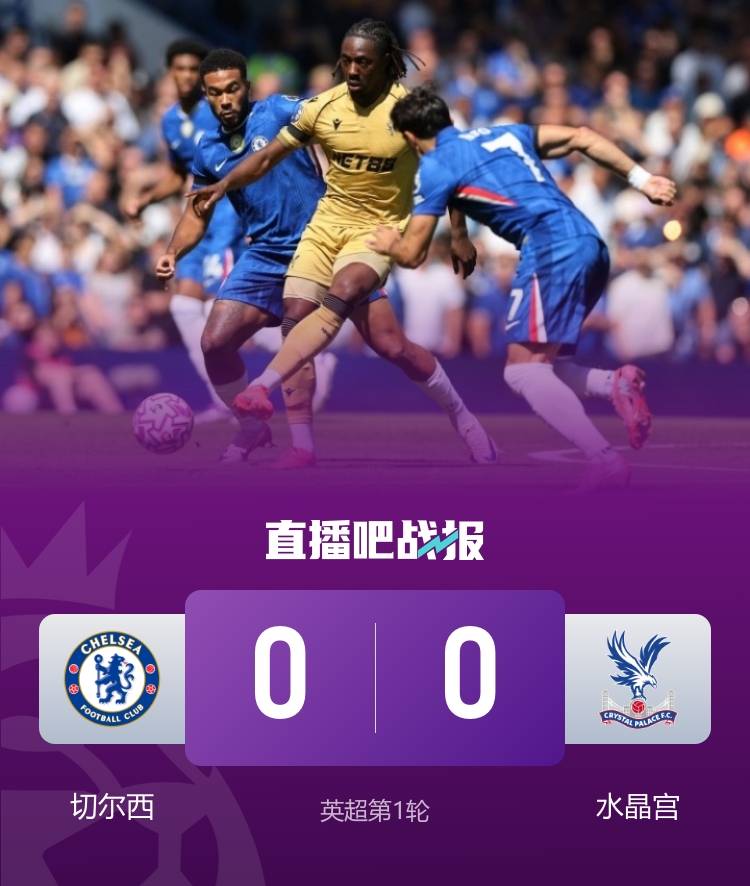 31腳！切爾西0-0水晶宮是2018年后射門最多但沒有進(jìn)球的英超首輪