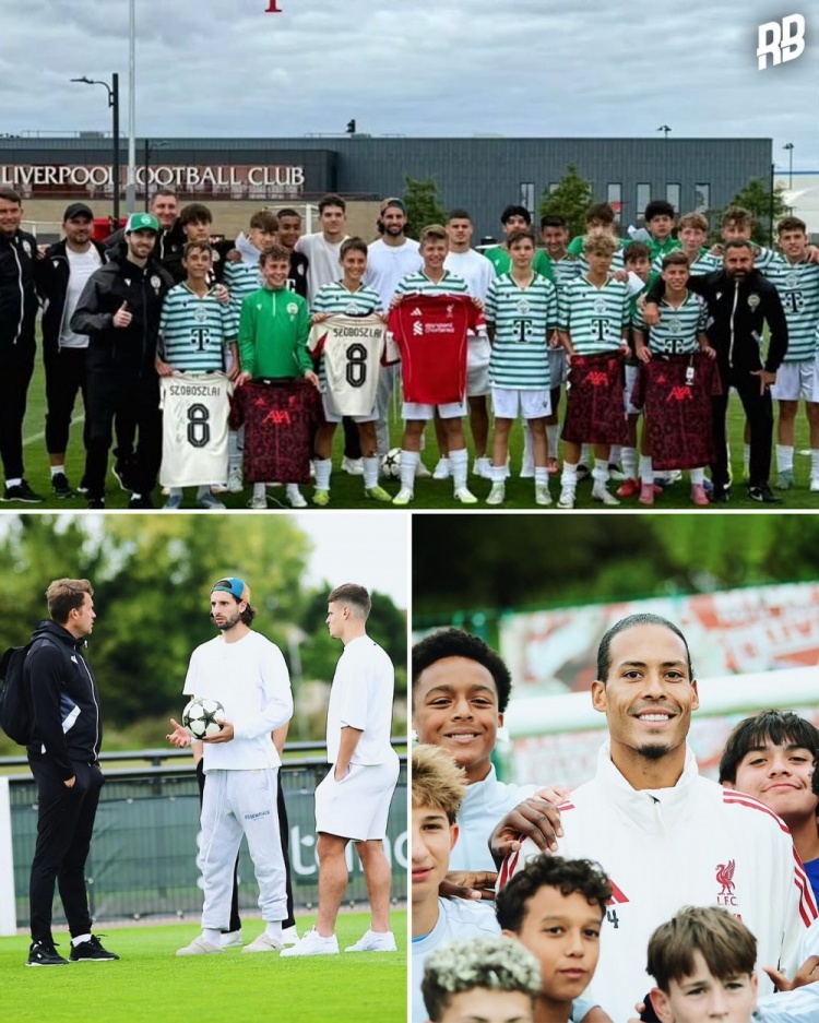 范迪克、科爾克茲出席利物浦主辦的青訓(xùn)賽事，與客隊(duì)小球員合影
