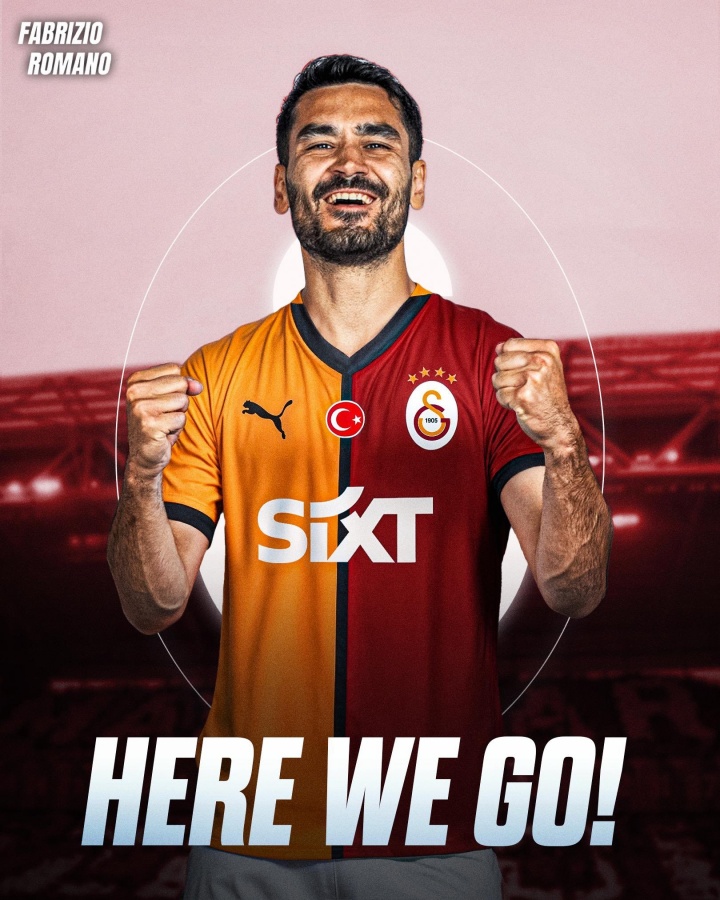 HWG！羅馬諾：曼城中場(chǎng)京多安免簽加盟加拉塔薩雷，雙方簽約2年