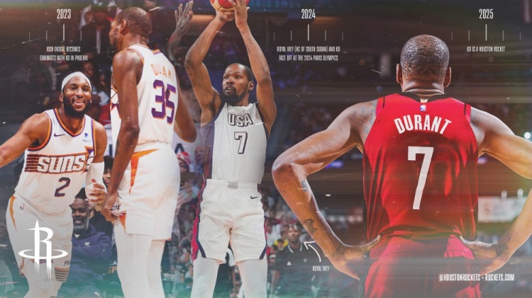 像回家一樣！火箭官方曬圖：球隊新援杜蘭特和他的老熟人們