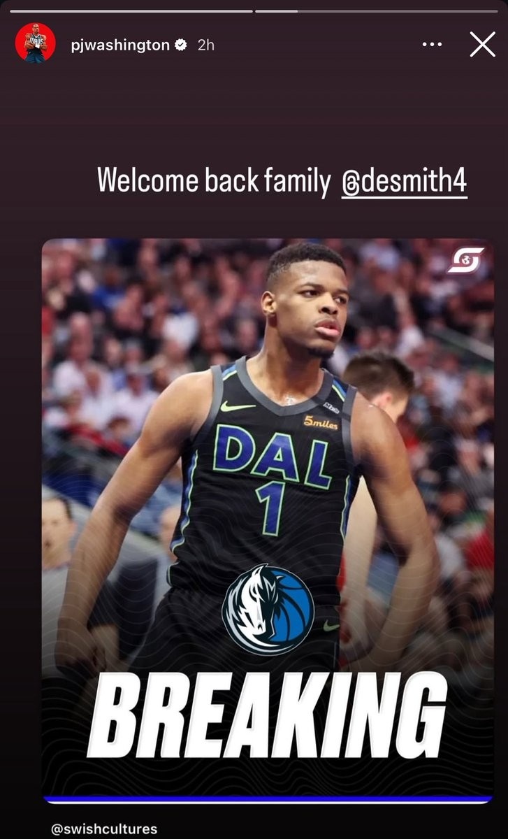 PJ-華盛頓轉(zhuǎn)小史密斯簽約獨行俠推文：歡迎回歸大家庭