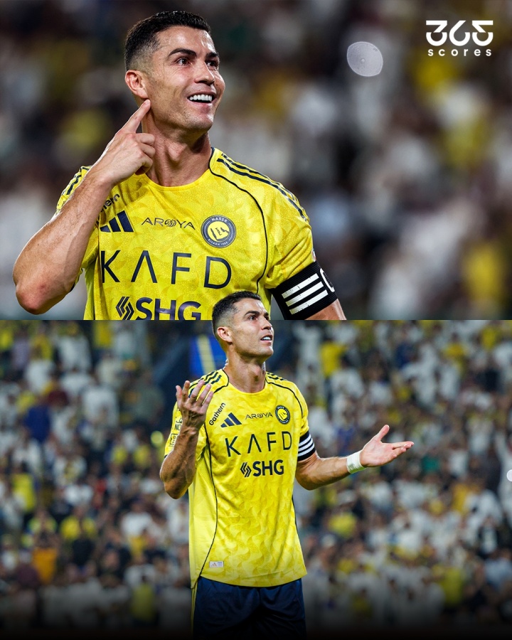 本場(chǎng)雙響！球迷高喊梅西名字，C羅進(jìn)球后手指耳朵搖頭回應(yīng)+攤手