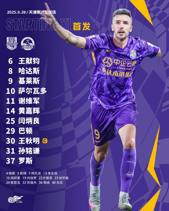 天津津門虎今日首發(fā)！